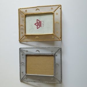 Frames Metal Set of 2 Moons and Stars 1 Gold 1 Silver Both Sitters Pairs